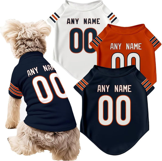Chicago Dog T-Shirt Jersey Style Pet Clothes Personalized Custom Name and Number Gifts