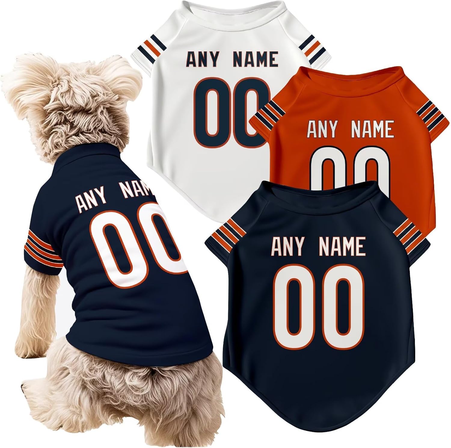 Chicago Dog T-Shirt Jersey Style Pet Clothes Personalized Custom Name and Number Gifts