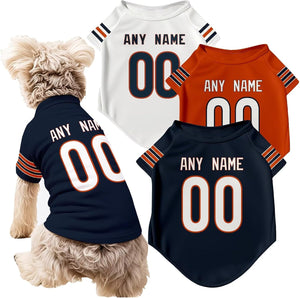 Chicago Dog T-Shirt Jersey Style Pet Clothes Personalized Custom Name and Number Gifts