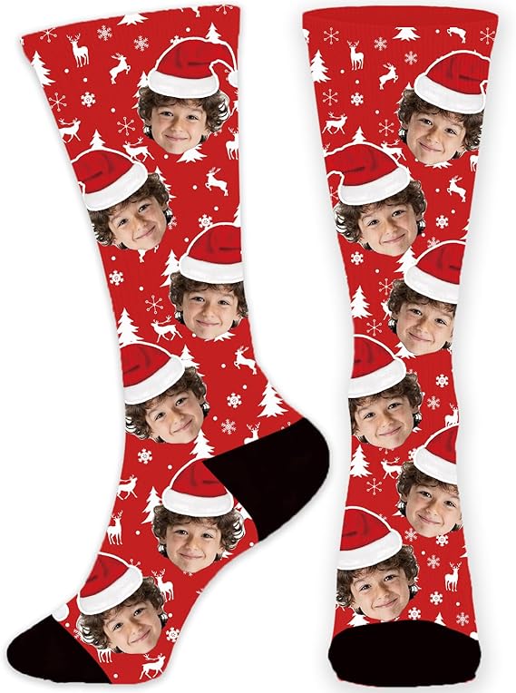 Custom Face Socks Personalized Funny Christmas Socks with Picture for Boys Girls Women Men Pets