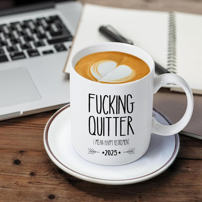 Funny Retirement Gifts for Men Women-Quitter I Mean Happy Retirement Coffee Mugs 2025, Unique Retired Mugs Gift Ideas for Coworkers Office & Family