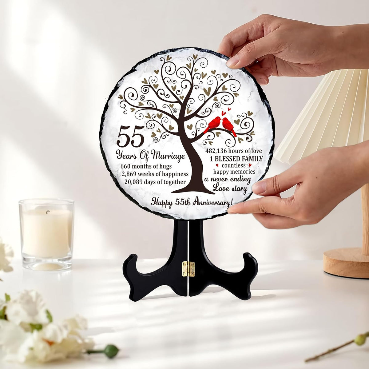 Emerald Couple Slate Plate- 55th Wedding Gifts for Parents Couple - 55th Anniversary Unique Gift Ideas - 55th Wedding Slate Plate (55th Wedding Anniversary)