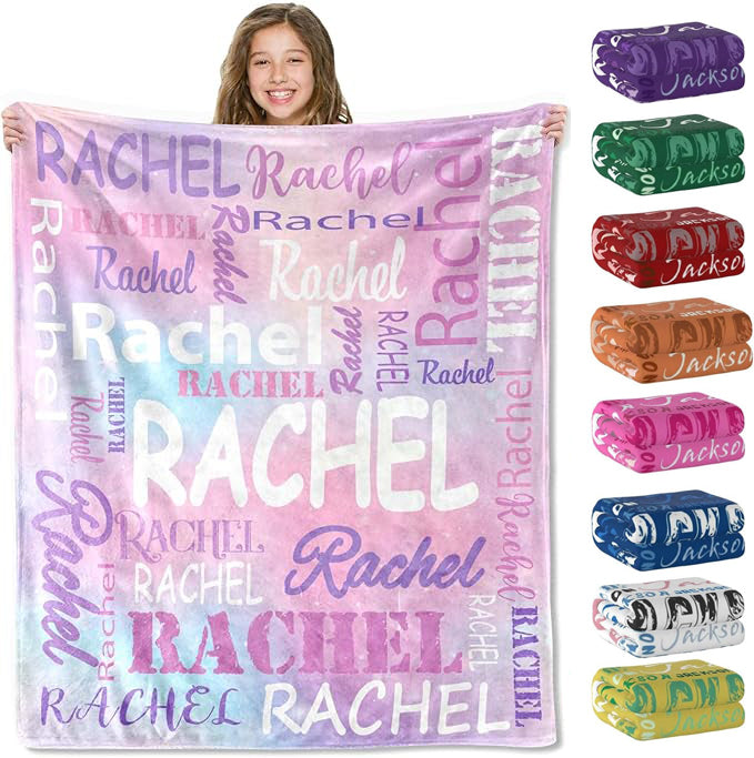 Personalized Blankets and Throws Custom Blanket with Name Customized Flannel Blanket for Kids Christmas Blanket Gifts for Teen Girls Boys