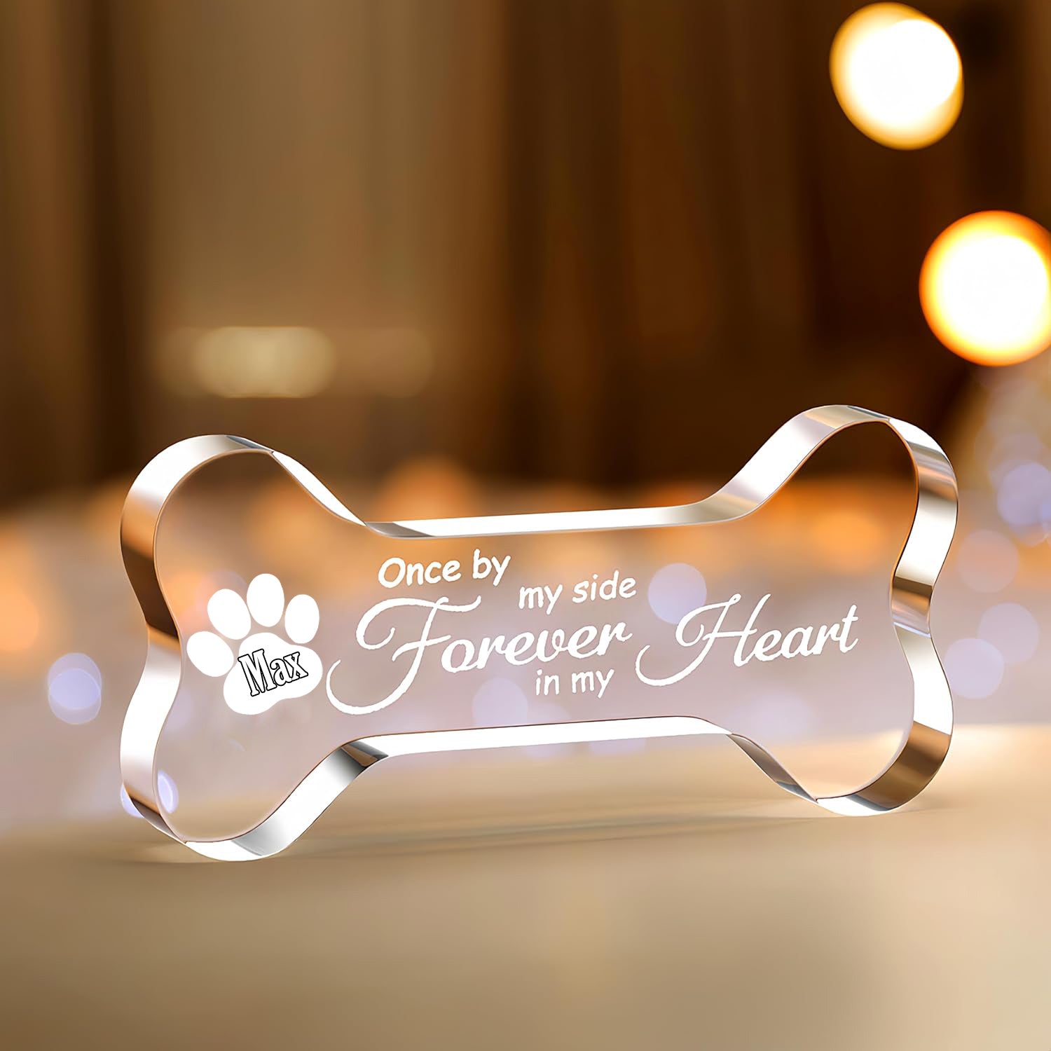 Pet Memorial Ornament Remembrance Gifts Loss of Dog Cat Sympathy Gift Crystal Bone Shape Decor Ornament for Dogs Puppy Keepsake