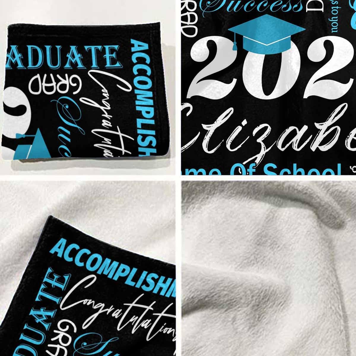 Personalized Graduation Gifts Blanket with Name School, Custom Class of 2025 Graduation Blankets 2025 Grad Throw Customized Blanket for High School College Graduation Party Gifts