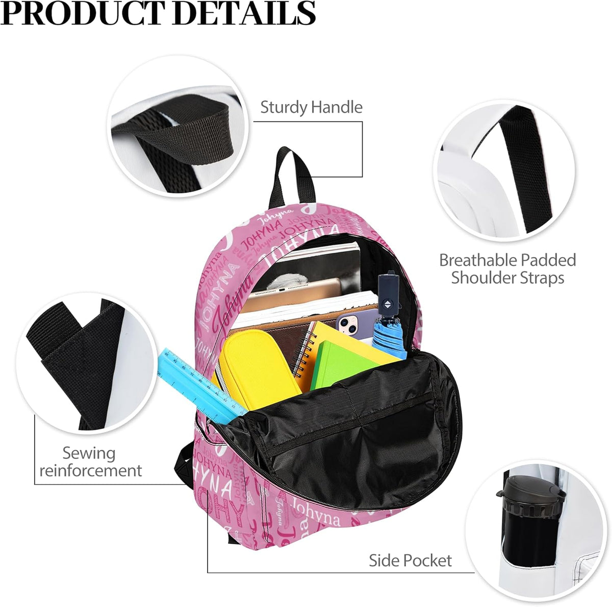 Custom Backpack with Name, Personalized Name School Bag for Boys Girls Men Women, Customized Casual Laptop Backpacks Custom Name and Color