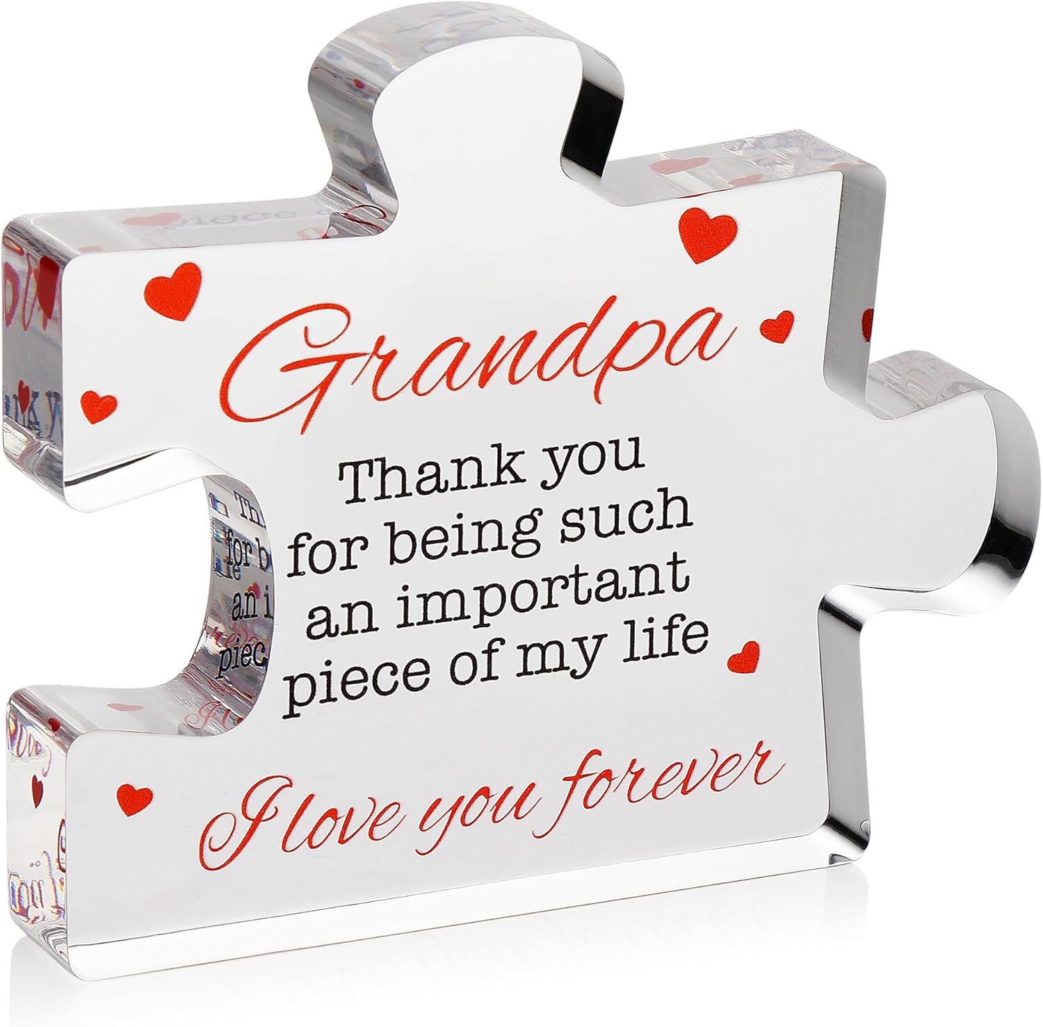 Gifts for Grandpa - Engraved Acrylic Block Puzzle Gift Grandpa Birthday Fathers Day Idea Gifts Best Grandpa Ever Gifts to My Great Grandpa Christmas Father's Day Grandparents Gifts Granddad Papa Plaque