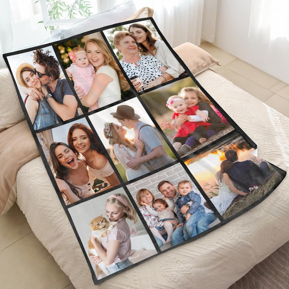 Custom Blanket with Photo, Personalized Blanket, Customized Photo Blankets, Customizable Picture Blankets, Anniversary Couple Gifts for Women Men Her Him, Mothers Day Blanket Gifts for Mom