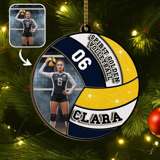 Custom Christmas Acrylic/ Wooden Volleyball Ornament, Personalized Photo Christmas Volleyball Gifts, Custom Wooden Hanging Decor Ornaments