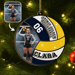 Custom Christmas Acrylic/ Wooden Volleyball Ornament, Personalized Photo Christmas Volleyball Gifts, Custom Wooden Hanging Decor Ornaments