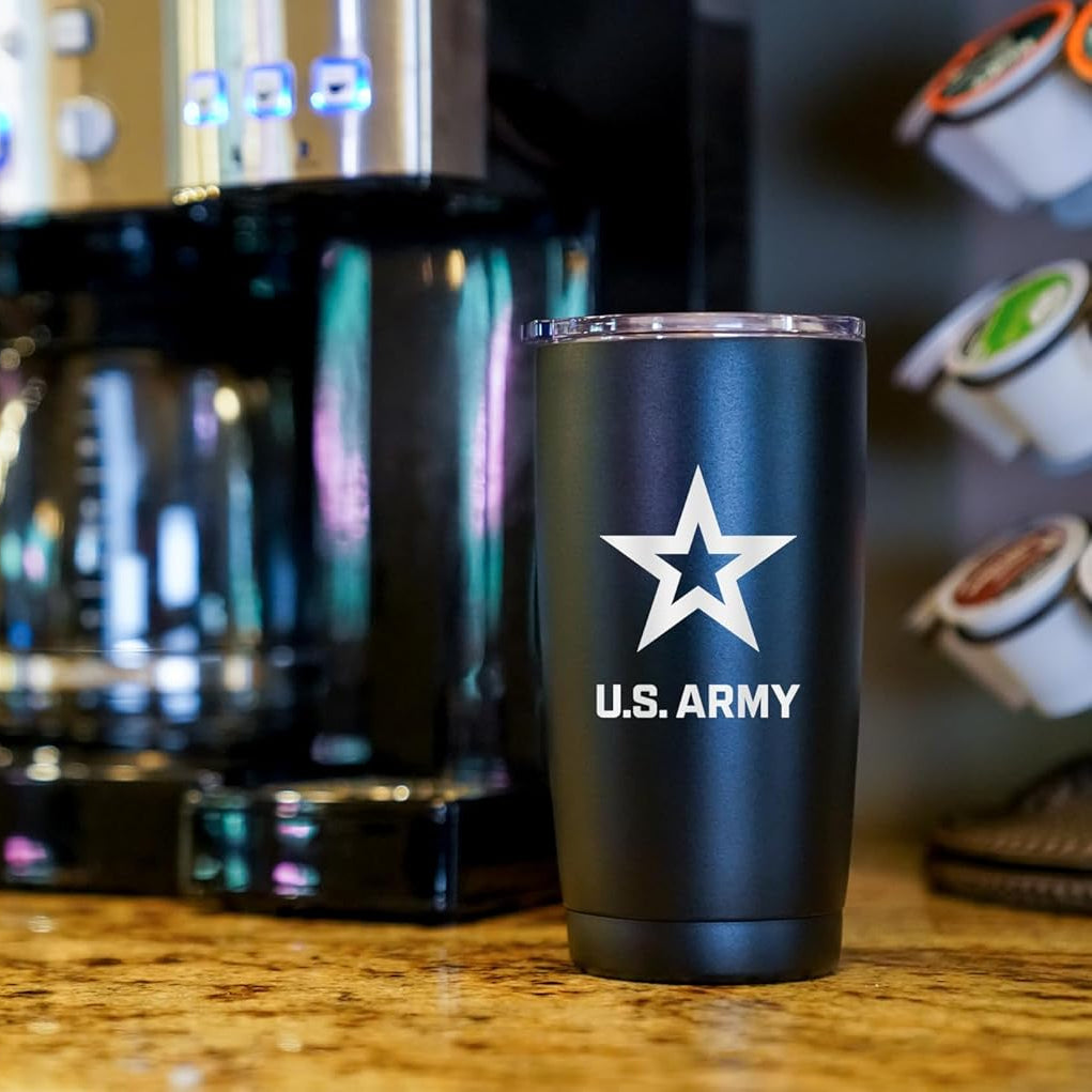 US Army Tumbler, Double-Walled Insulated Steel USA Coffee Mug with Lid | US Army Gifts | Veteran Owned SMALL Business