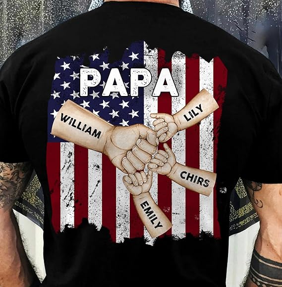 Personalized back side Shirt for Dad Grandpa Husband Papa - Best Dad Ever - Fathers Day Birthday Gift from Daughter Son Wife