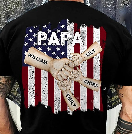 Personalized back side Shirt for Dad Grandpa Husband Papa - Best Dad Ever - Fathers Day Birthday Gift from Daughter Son Wife
