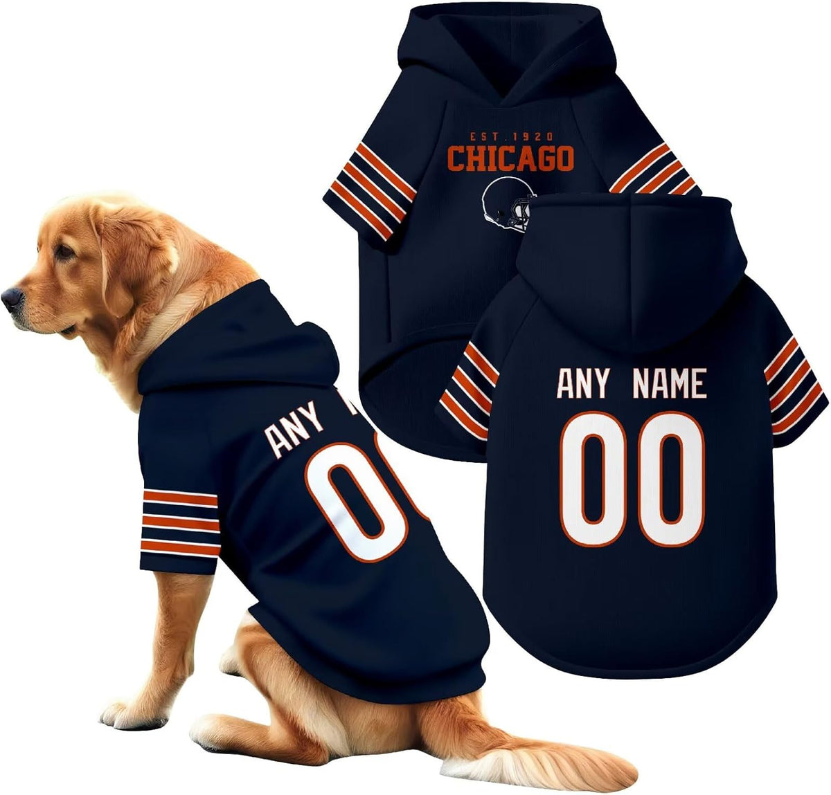 Chicago Dog Hoodie T-Shirt Pet Clothes Jersey Custom Name and Number Gifts