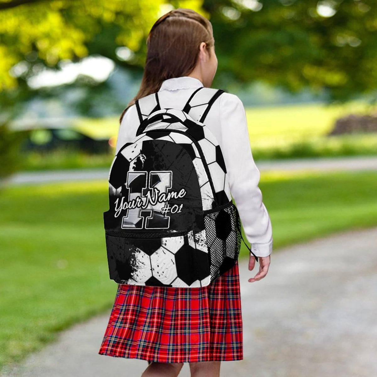 Kids Backpack for Boys Personalized Initial Soccer School Backpacks for Elementary Middle Primary High Senior Custom Monogrammed Bookbag Supplies for Sports Lovers