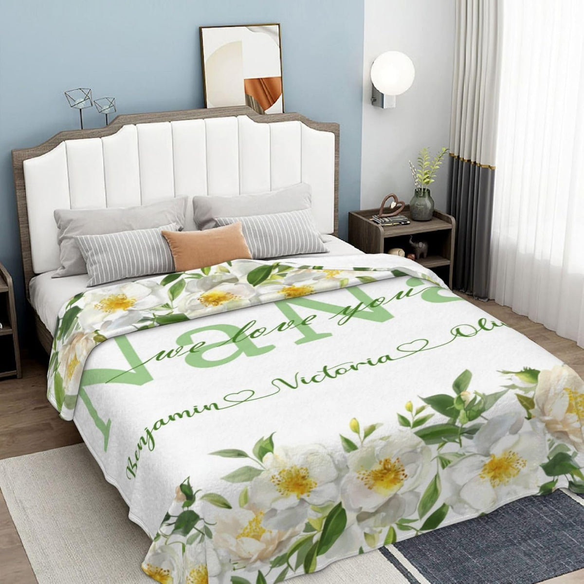 Mothers Day Birthday Gifts for Mom Personalized Blanket with Name for Grandma Birthday Gift for Grandmother Mom Nana Gigi Mimi Mommy Blanket (Yellow)