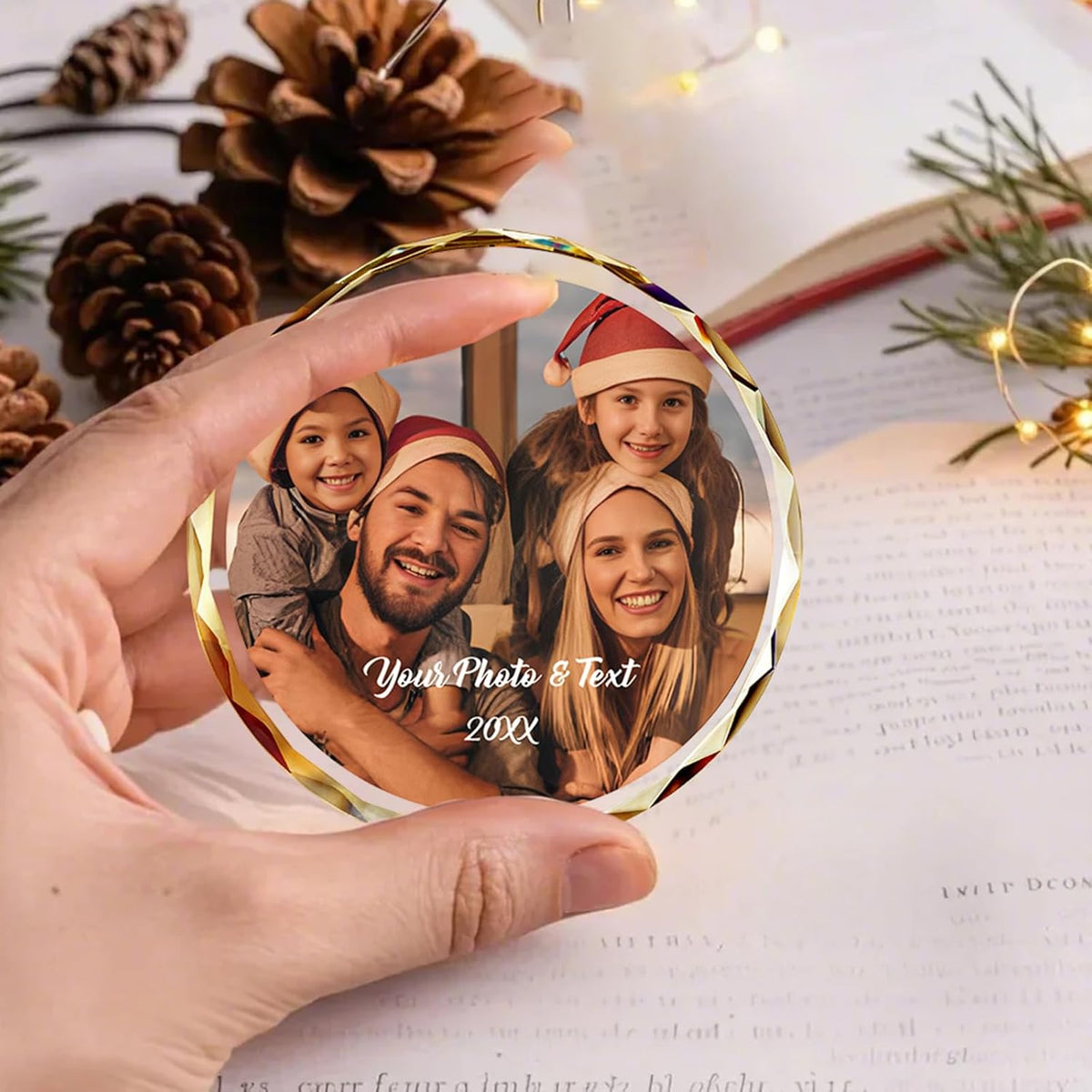 Personalized Crystal Christmas Ornaments with Photo,Custom Christmas Ornament,Wedding Gifts for Couples,Bridal Shower Gifts for Bride