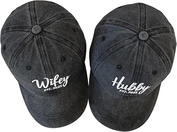 Hubby and Wifey Hats for Mr and Mrs, Engagement Anniversary Honeymoon Wedding Gifts Newlyweds Couples Baseball Cap