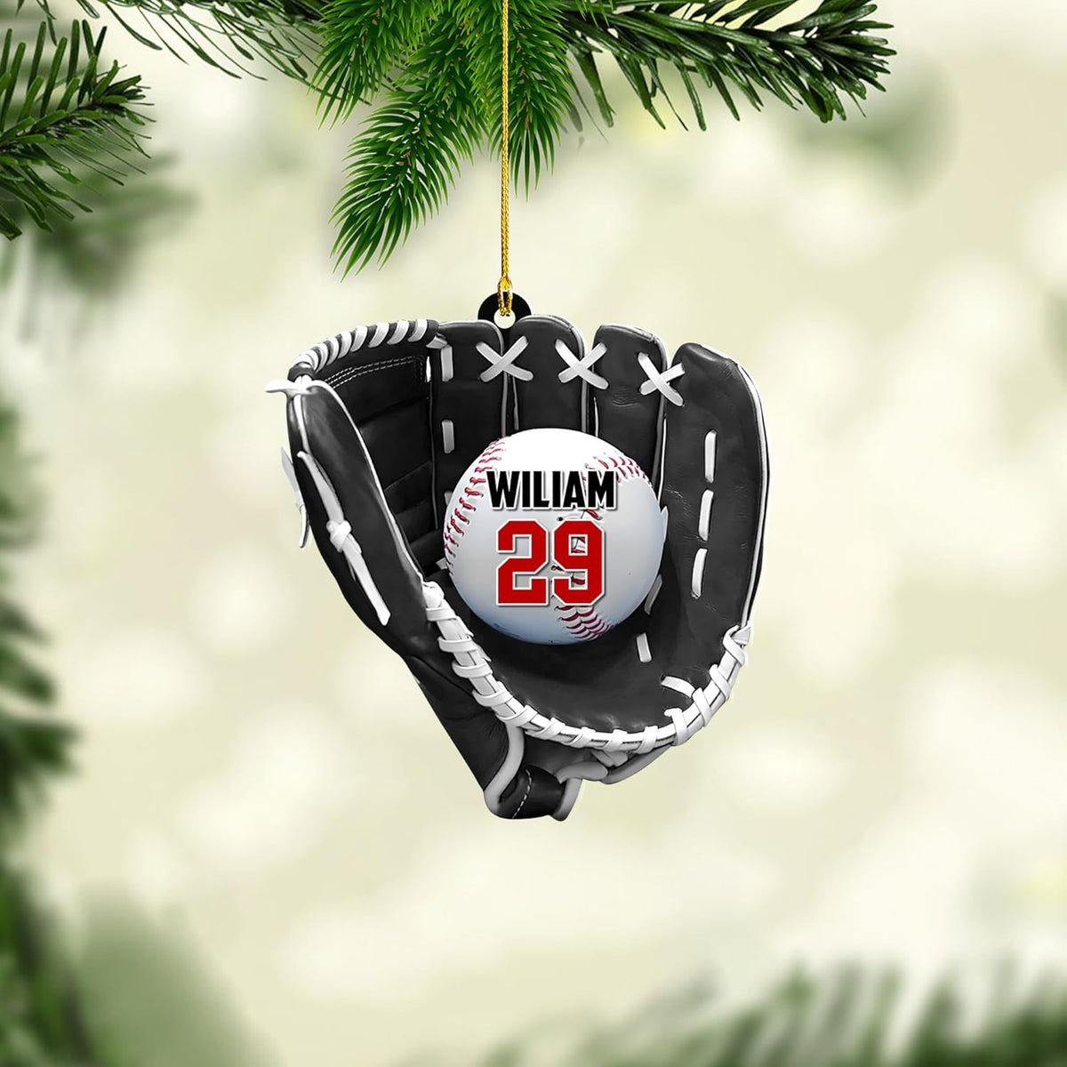 Personalized Baseball Ornaments for Boy - Custom Baseball Player Gift - Catcher, Bag, Mitt Glove Gifts