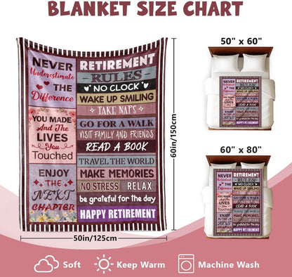 Retirement Gift for Woman, Retirement Gifts for Women Men 2025, Best Retirement Gifts Ideas, Happy Retirement Gifts for Women Mom Teacher Nurse Coworkers, Retirement Party Decorations Blanket