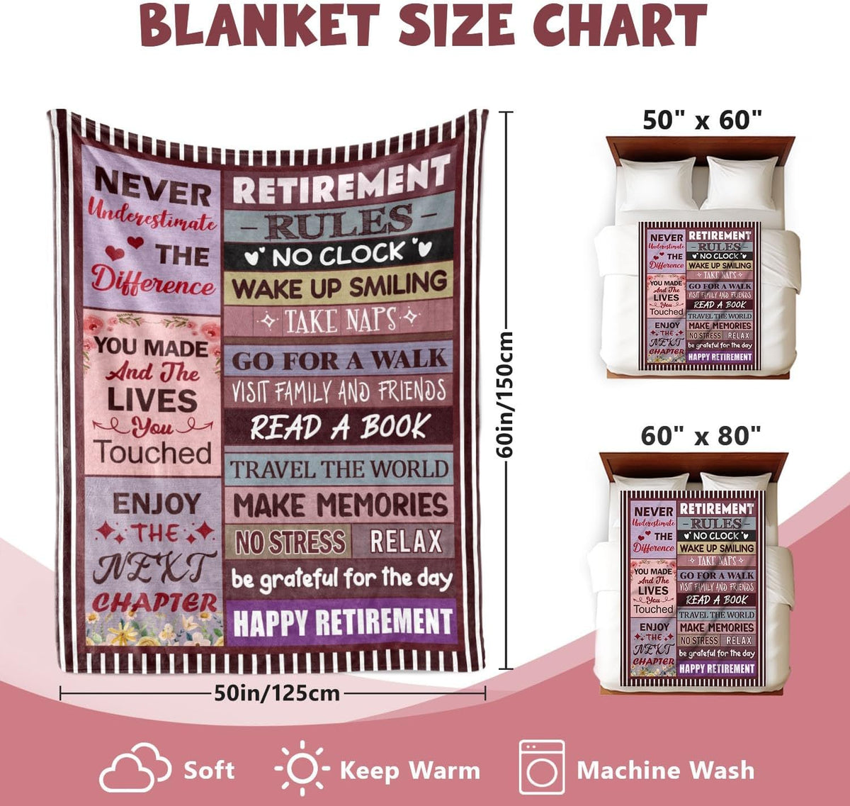 Retirement Gift for Woman, Retirement Gifts for Women Men 2025, Best Retirement Gifts Ideas, Happy Retirement Gifts for Women Mom Teacher Nurse Coworkers, Retirement Party Decorations Blanket