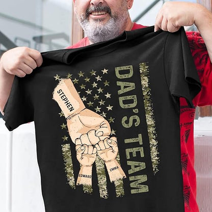 Personalized Dad Shirt with Kids Name, Custom Fathers Day Fist Bump Shirt, Christmas Fathers Day Dad Grandpa Gift