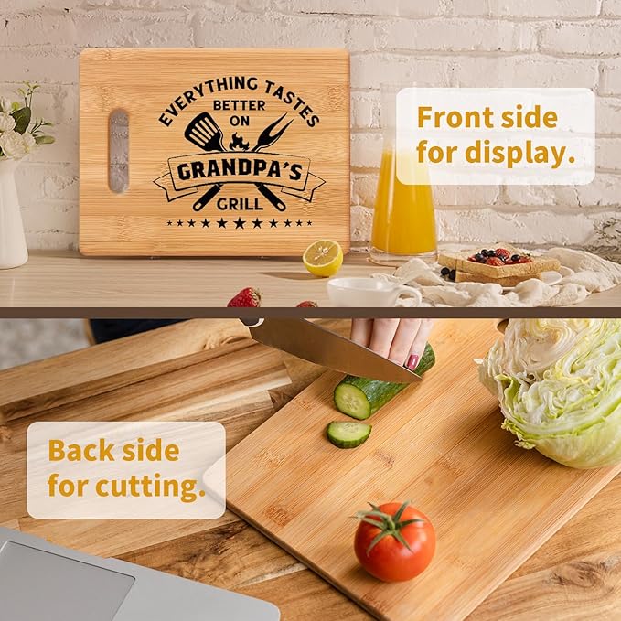 Grandpa Fathers Day Gift, Grandpa Gifts from Grandkids, Bamboo Cutting Board, Cool Fathers Day Christmas Birthday Present for Grandfather Papa