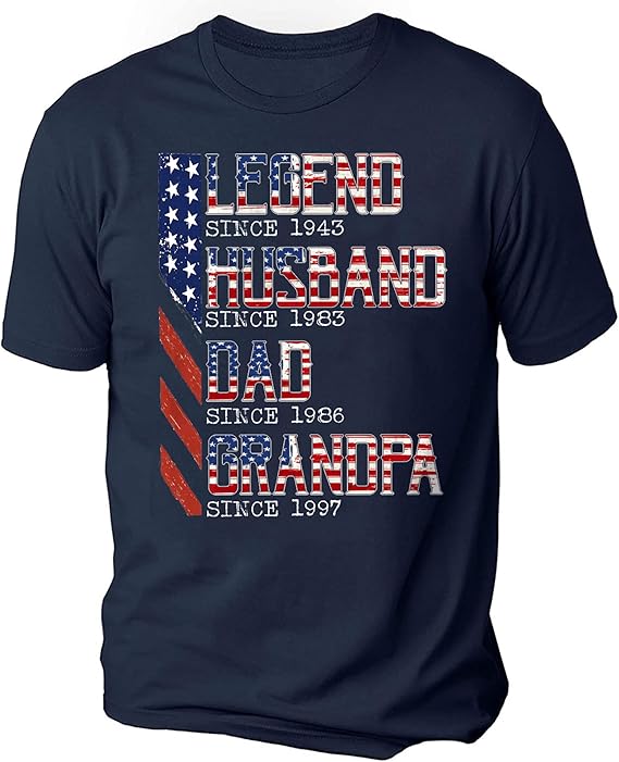 Lengend Since Personalized Grandpa Shirts, Dad 4th of July Shirt, American Flag Tee for Men, USA T-Shirt, Gift for Independence Day