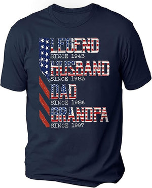 Lengend Since Personalized Grandpa Shirts, Dad 4th of July Shirt, American Flag Tee for Men, USA T-Shirt, Gift for Independence Day