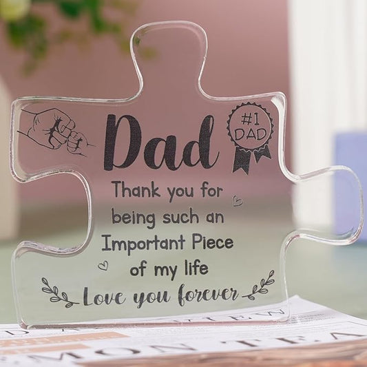 Gifts for Dad, Christmas Gifts for Dad, Fathers Day Gift, Acrylic Puzzle Piece Plaque Birthday Gifts for Dad, Father's Day Gift from Daughter, Son, Men Birthday Gift Ideas, Best Dad Gifts