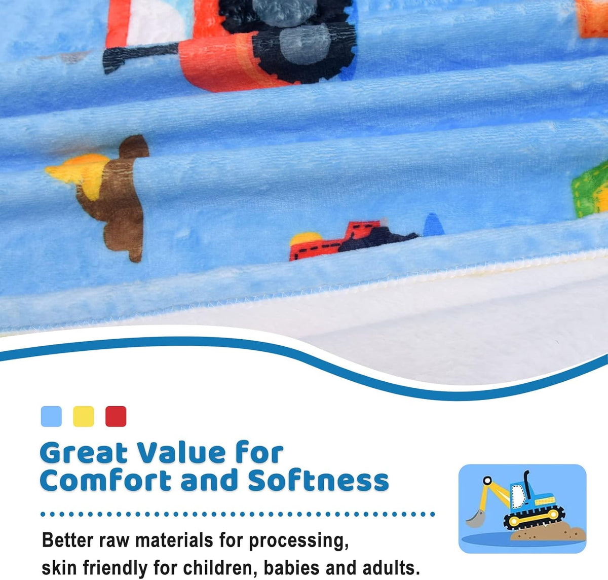 Construction Toddler Blanket for Boys Girls Lightweight Baby Kids Blanket Cute Soft Small Truck Car Blankets Comfy Fleece Flannel Plush Blue Throw Blankets Gifts