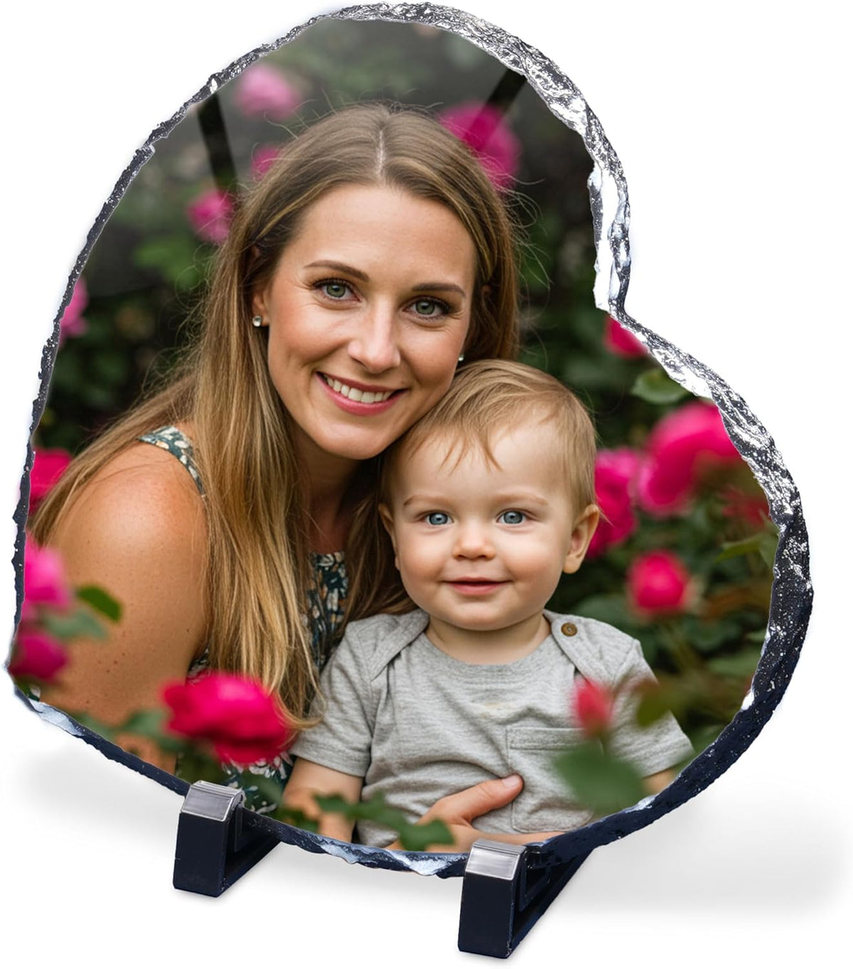 Personalized Picture Slate Frame, Customized Photo Print Stone for Mom, Wife, Women, Her - Custom Mothers Day Gifts for Mother, Grandma, Rock Slate Plaque Frame Family, Dad, Father, Him