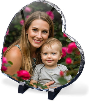 Personalized Picture Slate Frame, Customized Photo Print Stone for Mom, Wife, Women, Her - Custom Mothers Day Gifts for Mother, Grandma, Rock Slate Plaque Frame Family, Dad, Father, Him