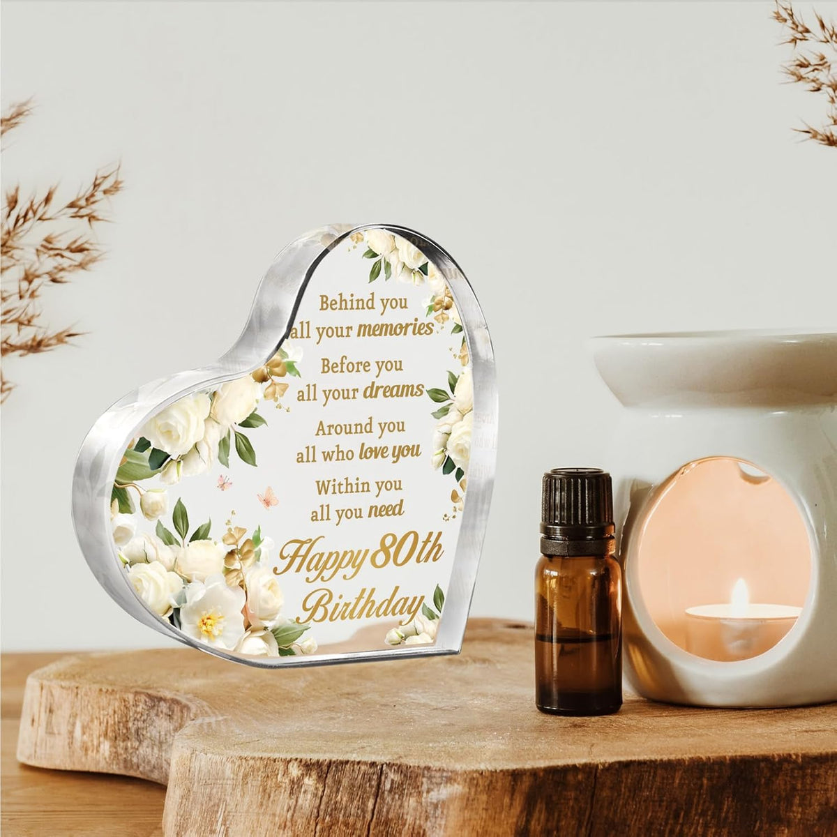 80th Birthday Gifts and Decorations for Women - Custom Birth yearAcrylic Paperweight - Happy Birthday Decor Party Favors