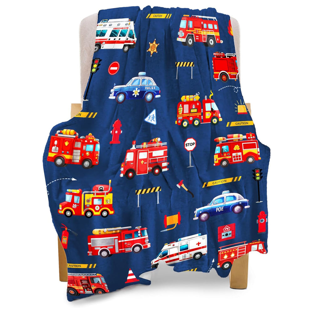 Fire Truck Blanket for Boys & Girls, Soft Fleece Plush Blanket for Toddlers to Teens Birthday Gift Christmas Gift