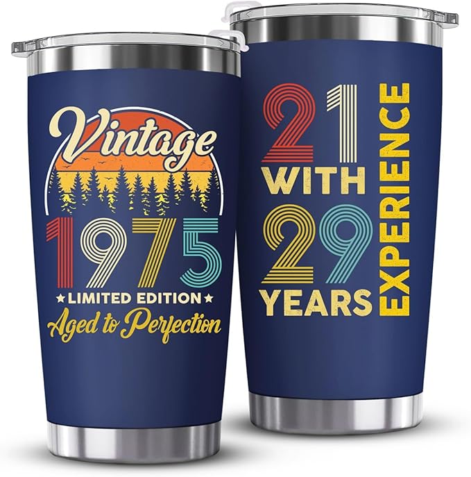 50th Birthday Gifts for Him, Her - 1975 50th Birthday Decorations, Cool 50 Year Old Gifts for Men, Women, Dad, Husband, Mom, Wife