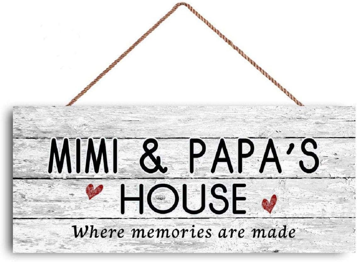 New Sign Mimi and Papa's House Sign, Where Memories Are Made, Distressed Style, Gift for Grandparents, Indoor Outdoor Customized Gift For Father's Day Wood Sign For Grandma Grandpa