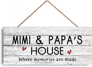 New Sign Mimi and Papa's House Sign, Where Memories Are Made, Distressed Style, Gift for Grandparents, Indoor Outdoor Customized Gift For Father's Day Wood Sign For Grandma Grandpa