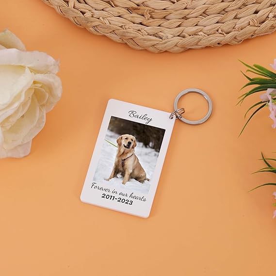 Personalized Pet Memorial Keychain, Custom Pet Keychain, Personalized Dog Cat Memorial Gift, Pet Lover Pet Loss Gifts