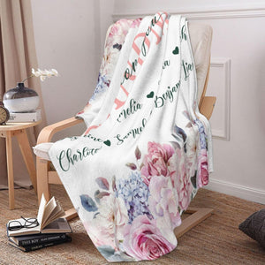 Blanket for Mom from Daughter Son Kids, Personalized Blanket with Name for Grandma, Mom's Garden Birthday Gift for Grandma Grandmother Mom Nana Gigi Mimi