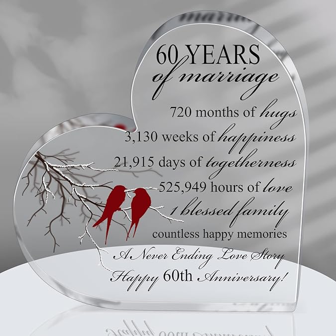 Years of Marriage Gift Wedding Anniversary Heart Marriage Keepsake Decoration Gift for Couple Parent Women Mom Husband Wife