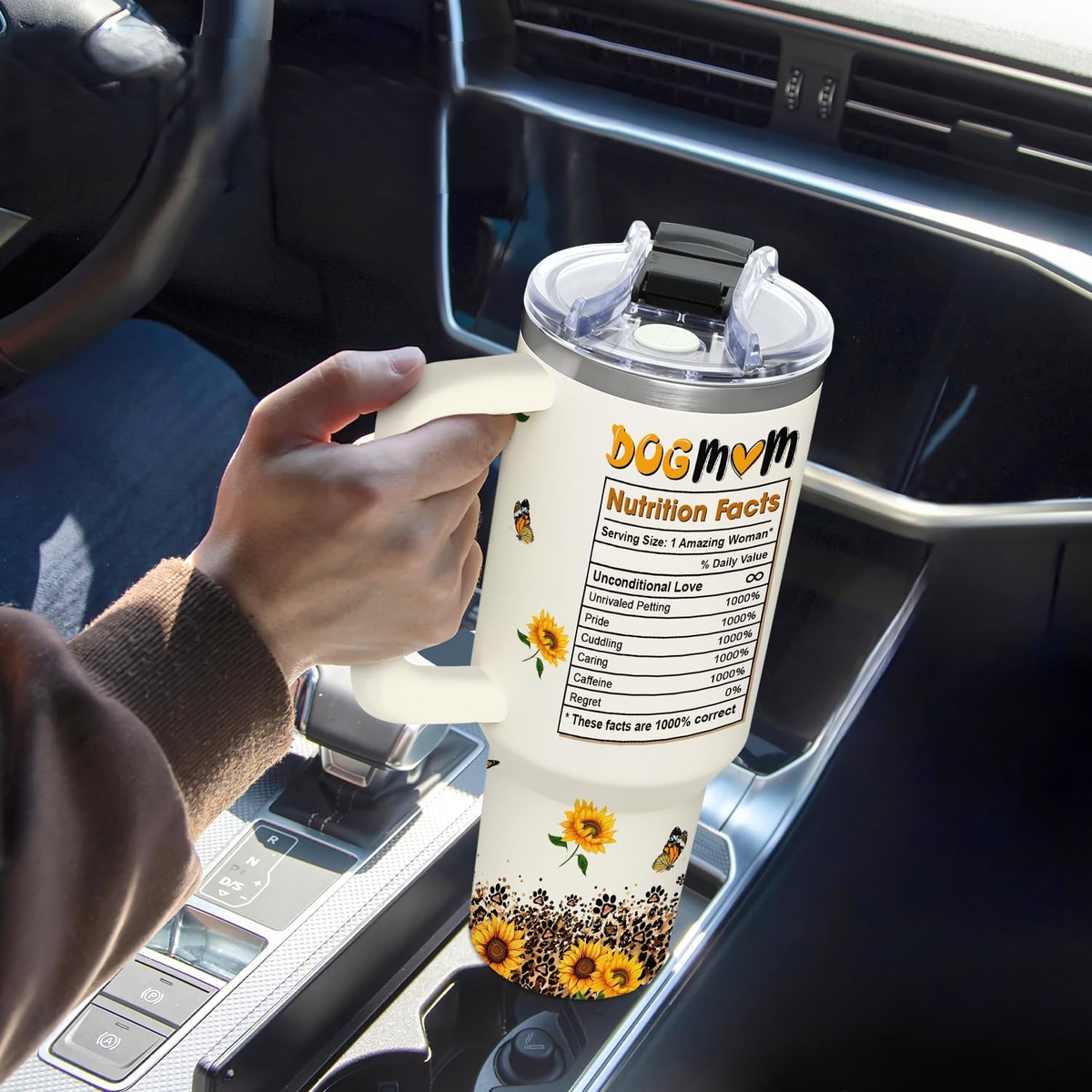 Dog Mom Gifts for Women - Dog Lover Gifts - Gifts for Dog Moms, Best Dog Mom Ever - Dog Owner Gift for Wife, Fur Mom, Pet Mom - Sunflower Dog Mom Cup for Birthday, Mother's Day Gift