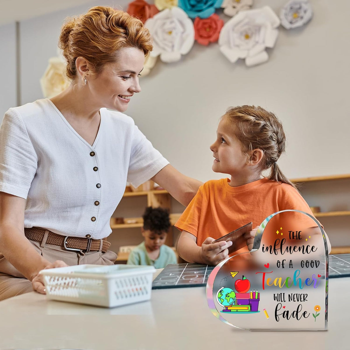 Teacher Gifts for Women Men, to My Teacher Acrylic Heart Sign Paperweight Presents, Birthday End of Year Retirement Christmas Valentines Day Thank You Appreciation Gifts for Teacher