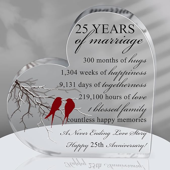 Years of Marriage Gift Wedding Anniversary Heart Marriage Keepsake Decoration Gift for Couple Parent Women Mom Husband Wife