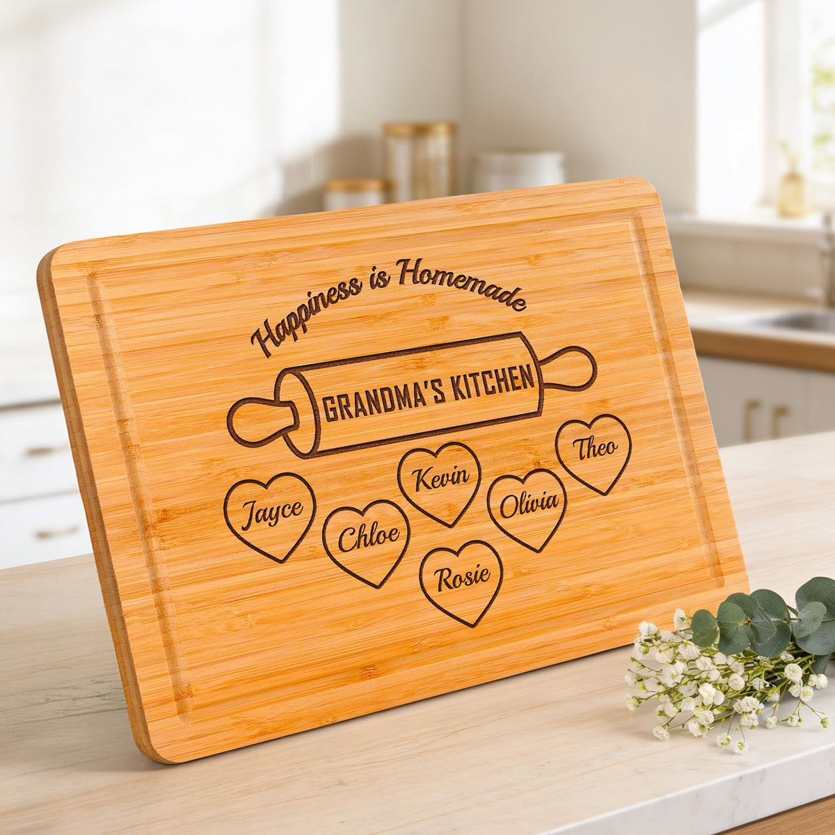 Personalized Cutting Board Grandma Gift for Mom, Nana, Nanny, Gigi Birthday Gifts, Custom Mothers Day Gift, Custom Engraved Cutting Board, Grandma's Kitchen Kids Names, Customize Mom and Grandma Gift
