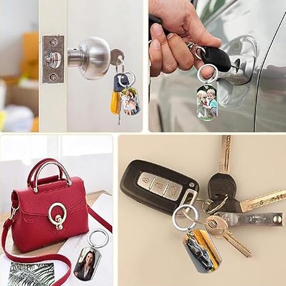 Personalized Double-sided Photo Text+Icons Keychain Drive Safe Boy Girlfriend Pet Memorial Anniversary Custom Keychain Gifts