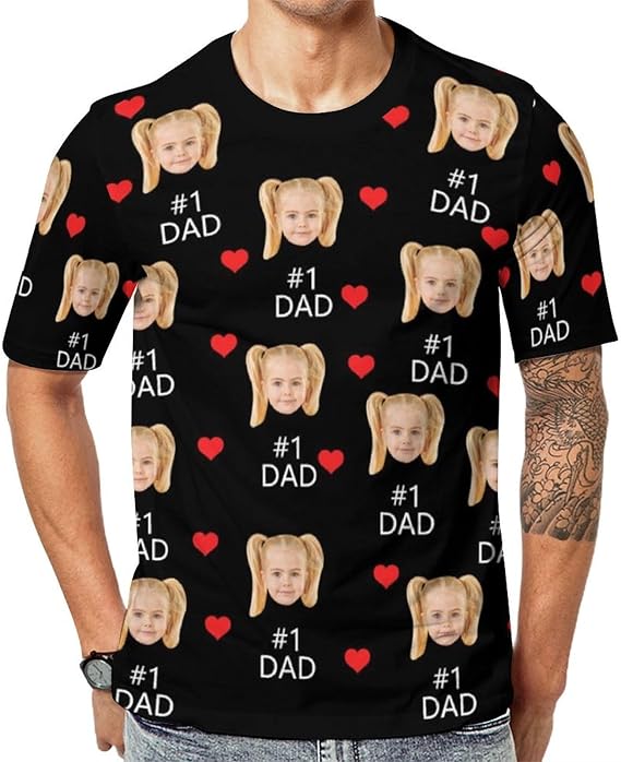 Custom T Shirts with face for Men Women Design Your Own Shirts, Personalized Fathers Day T-Shirt Gifts for Dad