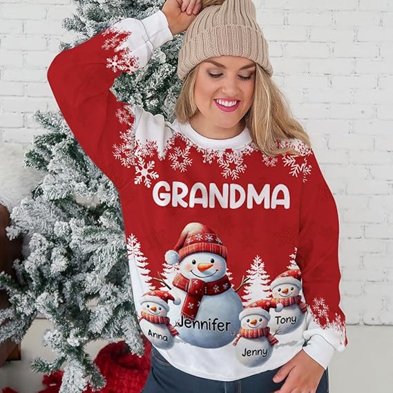 Personalized Christmas Sweatshirt Custom All-Over-Print for Men, Women, and Family, Perfect for Holiday Gifting