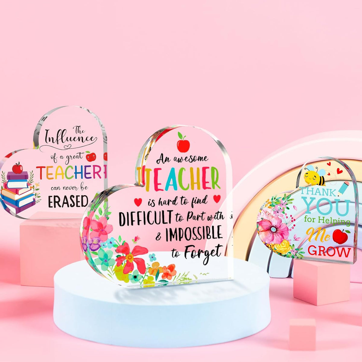 Teacher Appreciation Gift for Women Thank You Teacher Retirement Graduation Gifts First Day of School Thank You Paperweight Acrylic Keepsake for Office Classroom