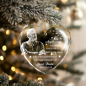Personalized Memorial Glass Ornament, Engraved Photo Ornaments, Loss of Father, Dad Mom Loss Ornament, Remembrance Gift, Crystal Christmas Decor